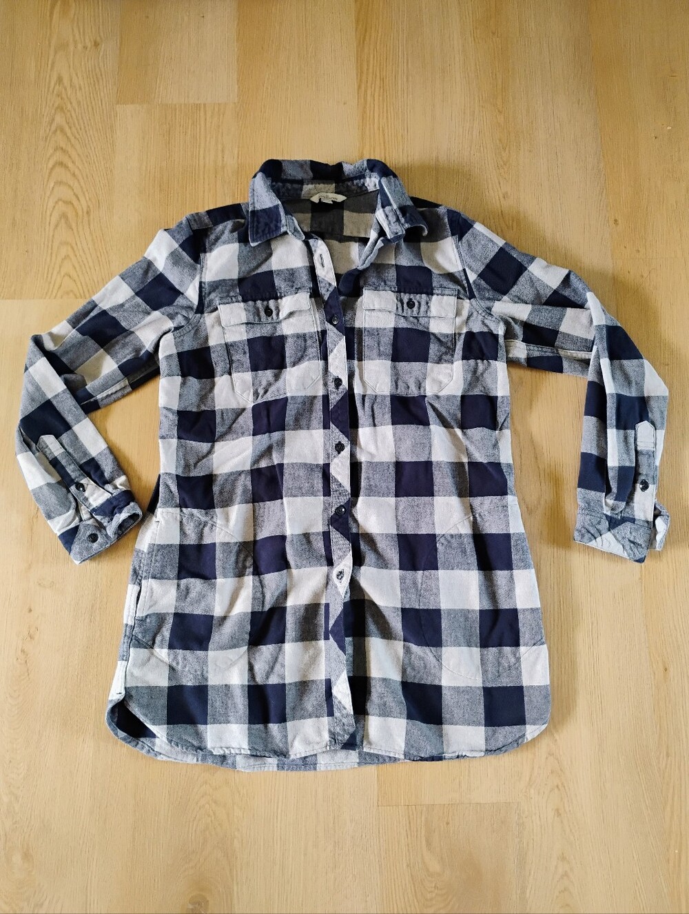 L.L. Bean Signature Black and White Plaid Flannel Shirt